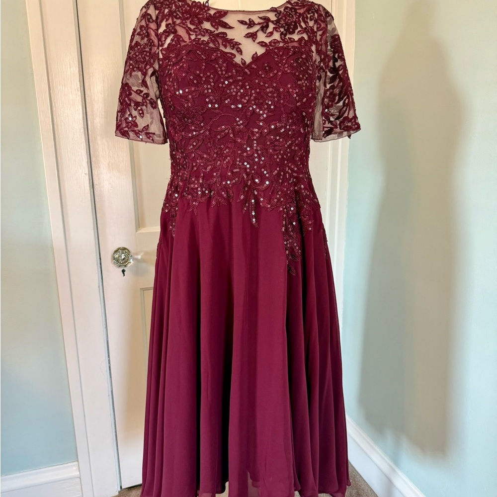JJs House A-Line Scoop Illusion Cocktail Dress